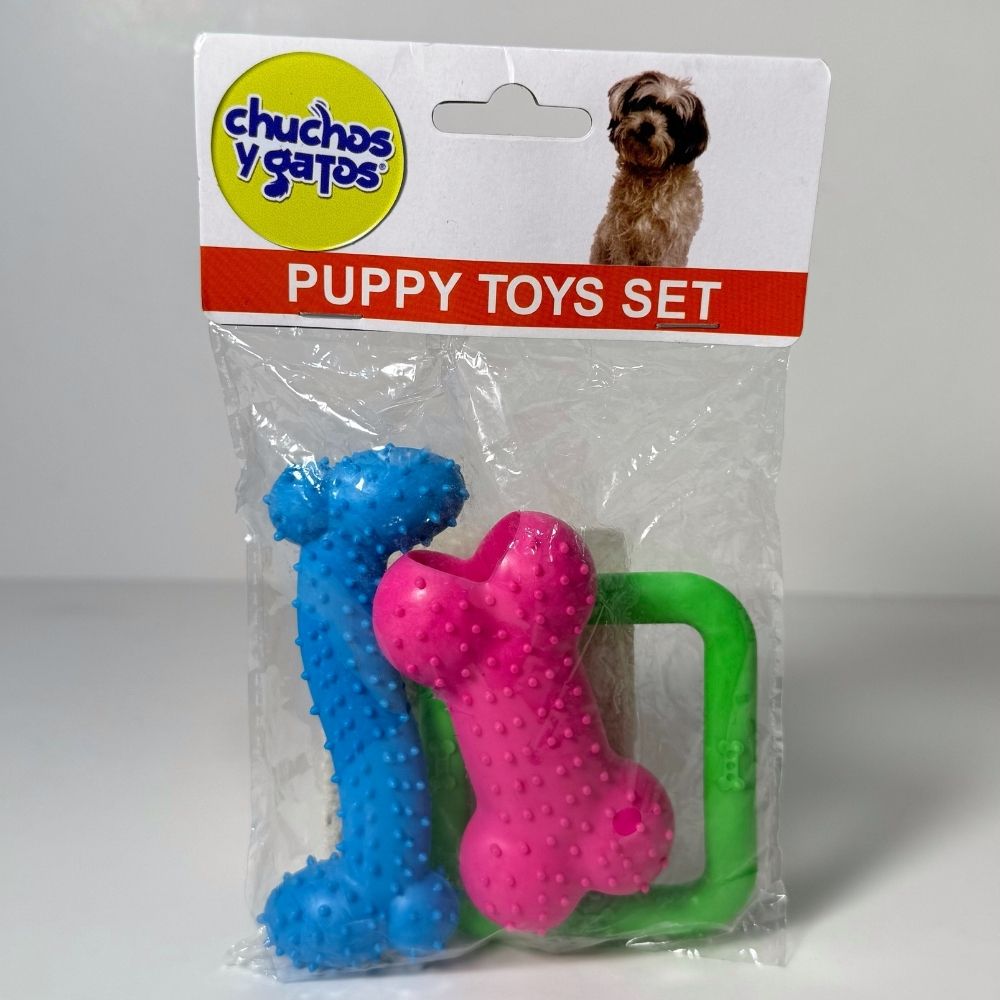Bolsa de juguetes de goma para cachorro