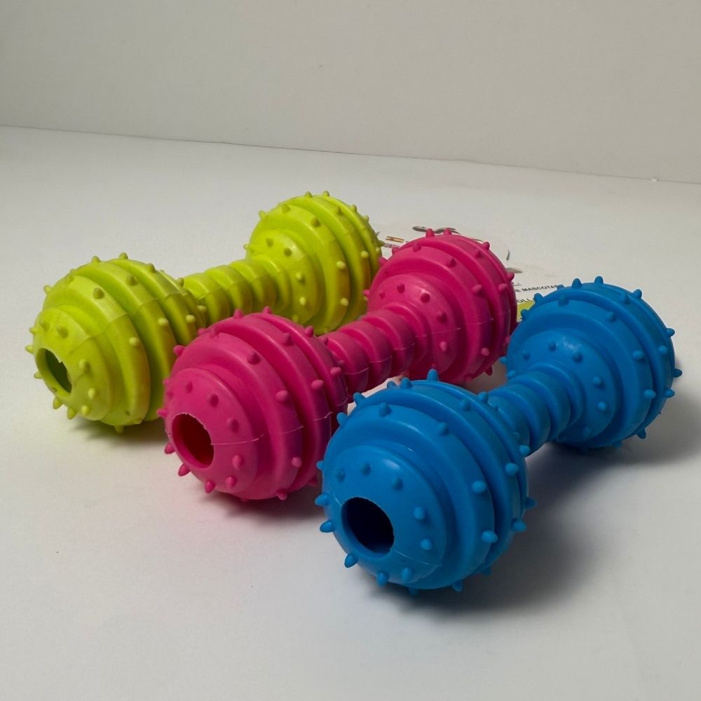 Juguete forma de pesas con sonido