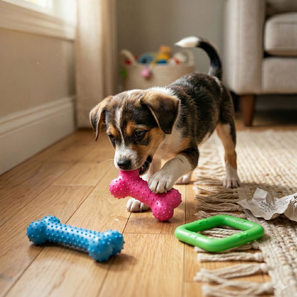 Bolsa de juguetes de goma para cachorro